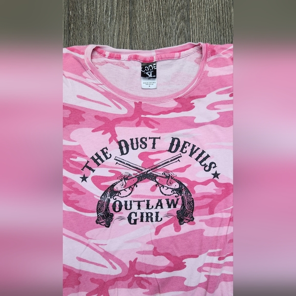 Dust Devils Outlaw Girl Pink Camo T-shirt Ladies Size Small - Picture 4 of 6